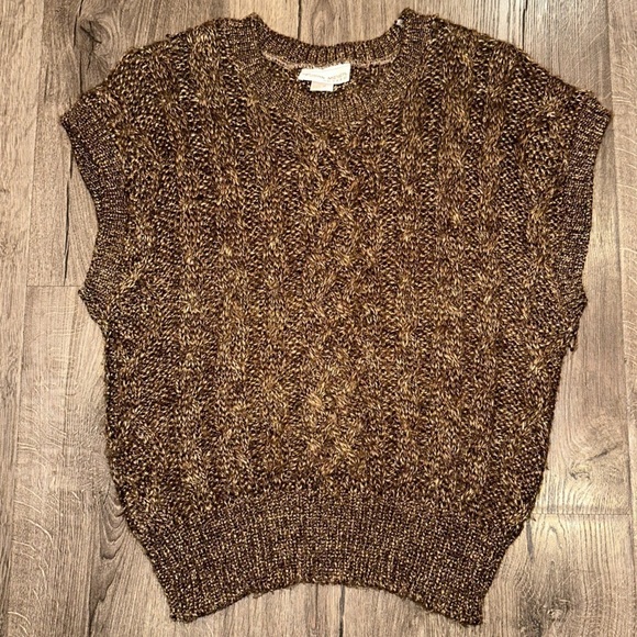 Vintage John Meyer Womens Sweater Vest Tank Top Sz Pet Medium Brown Cable Knit - Picture 8 of 8